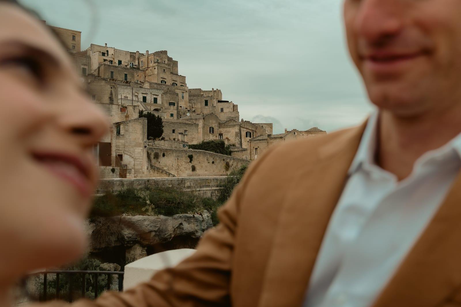 Private moment among Matera's limestone caves
